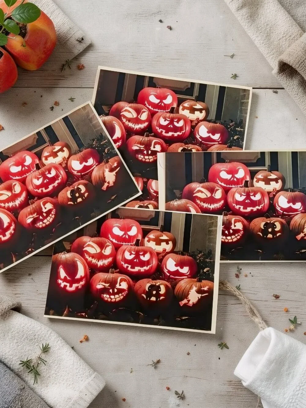 Leanin' Tree Vintage Halloween Greeting Cards Set of 5 Unused w/ Envelopes